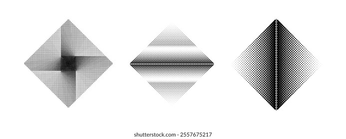 Abstract halftone rhombic background. Modern stylish texture. Regularly repeating elegant tiles with diamonds, rhombus. Vector element of graphical design