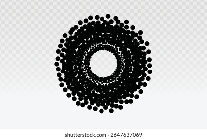 Abstract halftone ring with dynamic texture, ideal for modern posters, edgy packaging, and optical art-inspired projects.