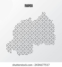 Abstract halftone Rwanda map isolated on white background. Vector illustration