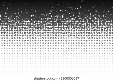 Abstract halftone scatter gradient from black to white dots blackwhite
