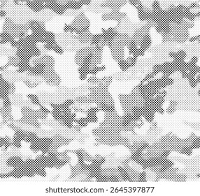 Abstrato meio-tom camuflagem sem costura, levou textura estilo. Padrão de pontos em cores pretas, fundo digital camuflado. Papel de parede de arte vetorial em pixels
