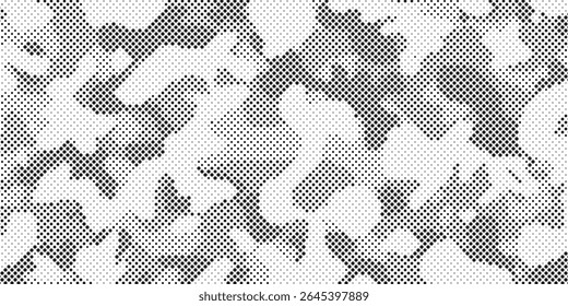 Abstrato meio-tom camuflagem sem costura, levou textura estilo. Padrão de pontos em cores pretas, fundo digital camuflado. Papel de parede de arte vetorial em pixels