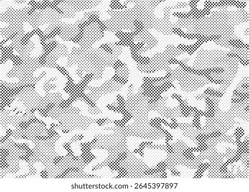 Abstrato meio-tom camuflagem sem costura, levou textura estilo. Padrão de pontos em cores pretas, fundo digital camuflado. Papel de parede de arte vetorial em pixels