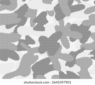 Abstrato meio-tom camuflagem sem costura, levou textura estilo. Padrão de pontos em cores pretas, fundo digital camuflado. Papel de parede de arte vetorial em pixels