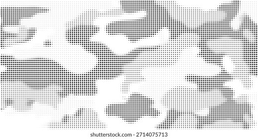 Abstract halftone seamless camouflage, led style texture. Dot pattern in black colors, camo digital background. Vector pixel art wallpaper