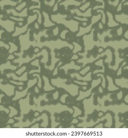 Abstract halftone seamless camouflage texture. Dot pattern in khaki green colors, camo digital two color background. Vector wallpaper