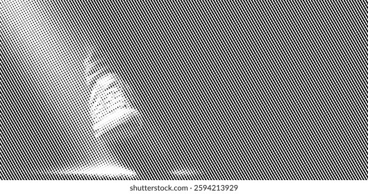 Abstract halftone shadow, mysterious silhouette, foot emerging from fog in halftone pattern.