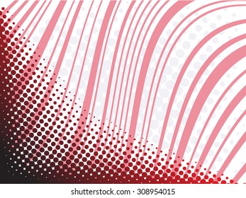 Abstract halftone shape with red stripes