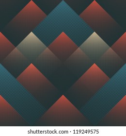  Abstract halftone shapes colorful geometric seamless pattern. Vector.