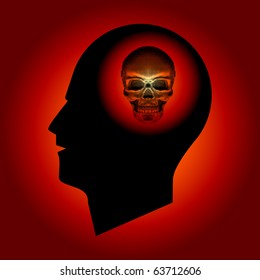 Abstract - Halftone Skull Sign in Human Head