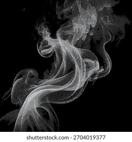 Abstractas ilustración de flujo de humo de semitono sobre fondo oscuro.