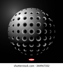 abstract halftone sphere for design element isolated on black background. vector illustration