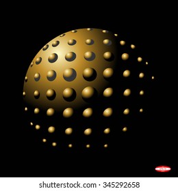 abstract halftone sphere for design element isolated on black background. vector illustration