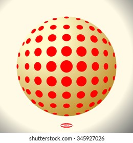 abstract halftone sphere for design element isolated on beige background. vector illustration