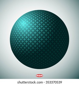 abstract halftone sphere for design element isolated on dark background. vector illustration