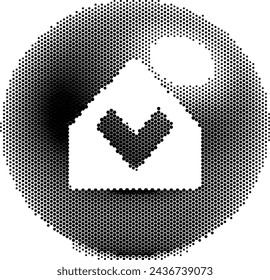 Abstract halftone sphere with envelope icon