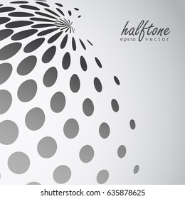 Abstract halftone sphere in grayscale color