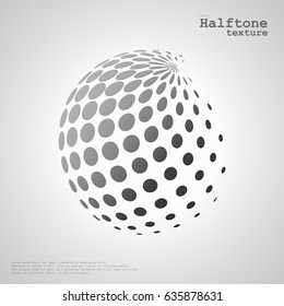 Abstract halftone sphere in grayscale color