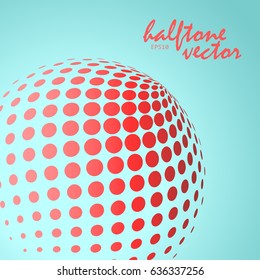 Abstract halftone sphere in red color