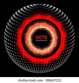 Abstract Halftone sphere, vector 3D design.