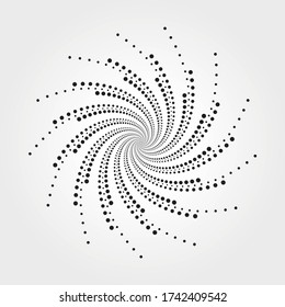 Abstract halftone spiral background. concentric circular pattern with dots. Spiral halftone design element for multipurpose use.