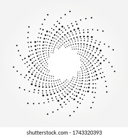 Abstract halftone spiral background. concentric circular pattern with dots. Spiral halftone design element for multipurpose use.