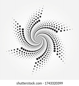 Resumen del fondo de la espiral de medio tono. patrón concéntrico circular con puntos. Elemento de diseño de semitono espiral para uso multipropósito.