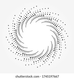 Resumen del fondo de la espiral de medio tono. fondo de puntos concéntricos. Elemento de diseño de semitono espiral para uso multipropósito.