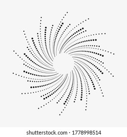 Abstract halftone spiral background. Concentric dotted background. Spiral concentric halftone design element.