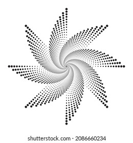 Abstract halftone spiral background. concentric circular pattern with dots. Spiral halftone design element for multipurpose use.