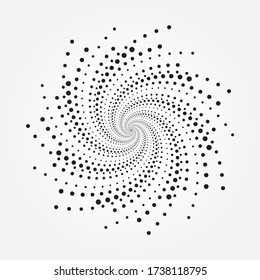 Abstract halftone spiral background. Dots concentric circle pattern. Spiral halftone design element for multipurpose use.