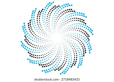 Fundo espiral de meio-tom abstrato com espiral radial concêntrica pontilhada.