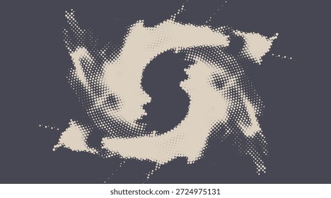 Abstractas fondo de espiral de semitono. La composición transmite movimiento, energía y estética digital moderna, adecuada para el diseño creativo, la marca, los carteles y los proyectos visuales contemporáneos.