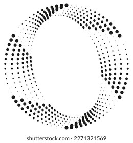 Abstract halftone spiral. Vector halftone dots background for design banners, posters, business projects, pop art texture, covers. Geometric black and white texture