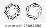 Abstract halftone spiral. Vector dotted frame