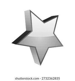 Forma de estrella de semitono Abstractas con efecto de volumen geométrico, aislado sobre fondo blanco. Ilustración de trama en blanco y negro para el Diseño gráfico moderno.