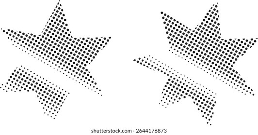 Abstract halftone starburst design element duo