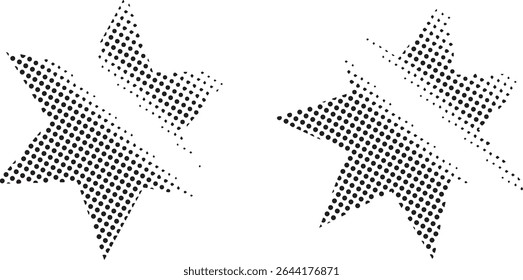 Abstract halftone starburst design elements duo