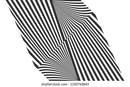 Abstract halftone stripes geometric background. Vector modern design optical illusion black and white pattern.