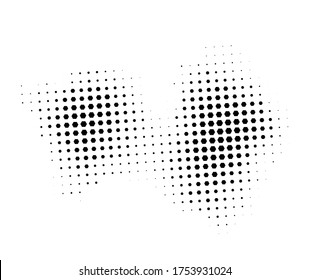 Abstract halftone style gradient spot illustration. black vector on a white background. Template for beautiful sites.