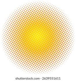Abstract halftone sun isolated on transparent background. Orange halftone dots backgrounds.