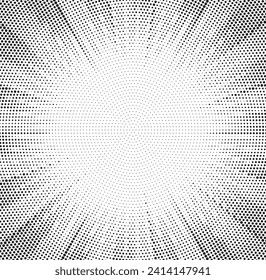 Resumen del fondo de la explosión solar a medio tono. Diseño de portada de historietas de arte pop. Explosión, aislados historietas de estilo retro fondo radial.