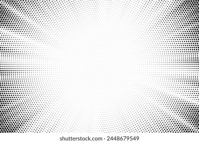 Abstract halftone sunburst background. Pop art comic book strip cover design. Explosion, isolated retro style comics radial background.