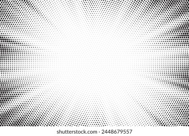 Abstract halftone sunburst background. Pop art comic book strip cover design. Explosion, isolated retro style comics radial background.