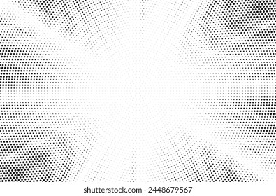 Fondo Abstractas de la explosión del sol de medio tono. Pop arte cómic tira de diseño de la cubierta. Explosión, aislado estilo retro cómics fondo radial.
