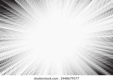 Fondo Abstractas de la explosión del sol de medio tono. Pop arte cómic tira de diseño de la cubierta. Explosión, aislado estilo retro cómics fondo radial.