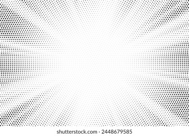 Abstrakter Halbton-Sunburst-Hintergrund. Pop Art Comic Strip Cover Design. Explosion, isolierte Retro-Stil Comics radialer Hintergrund.