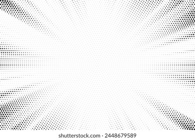 Fondo Abstractas de la explosión del sol de medio tono. Pop arte cómic tira de diseño de la cubierta. Explosión, aislado estilo retro cómics fondo radial.