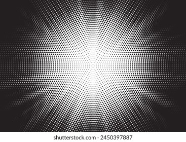 Fondo Abstractas de la explosión del sol de medio tono. Pop arte cómic tira de diseño de la cubierta. Explosión, aislado estilo retro cómics fondo radial.