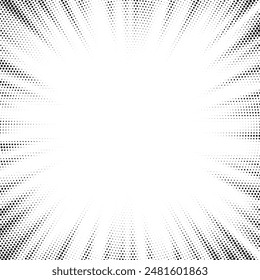 Fondo Abstractas de la explosión del sol de medio tono. Pop arte cómic tira de diseño de la cubierta. Explosión, aislado estilo retro cómics fondo radial.